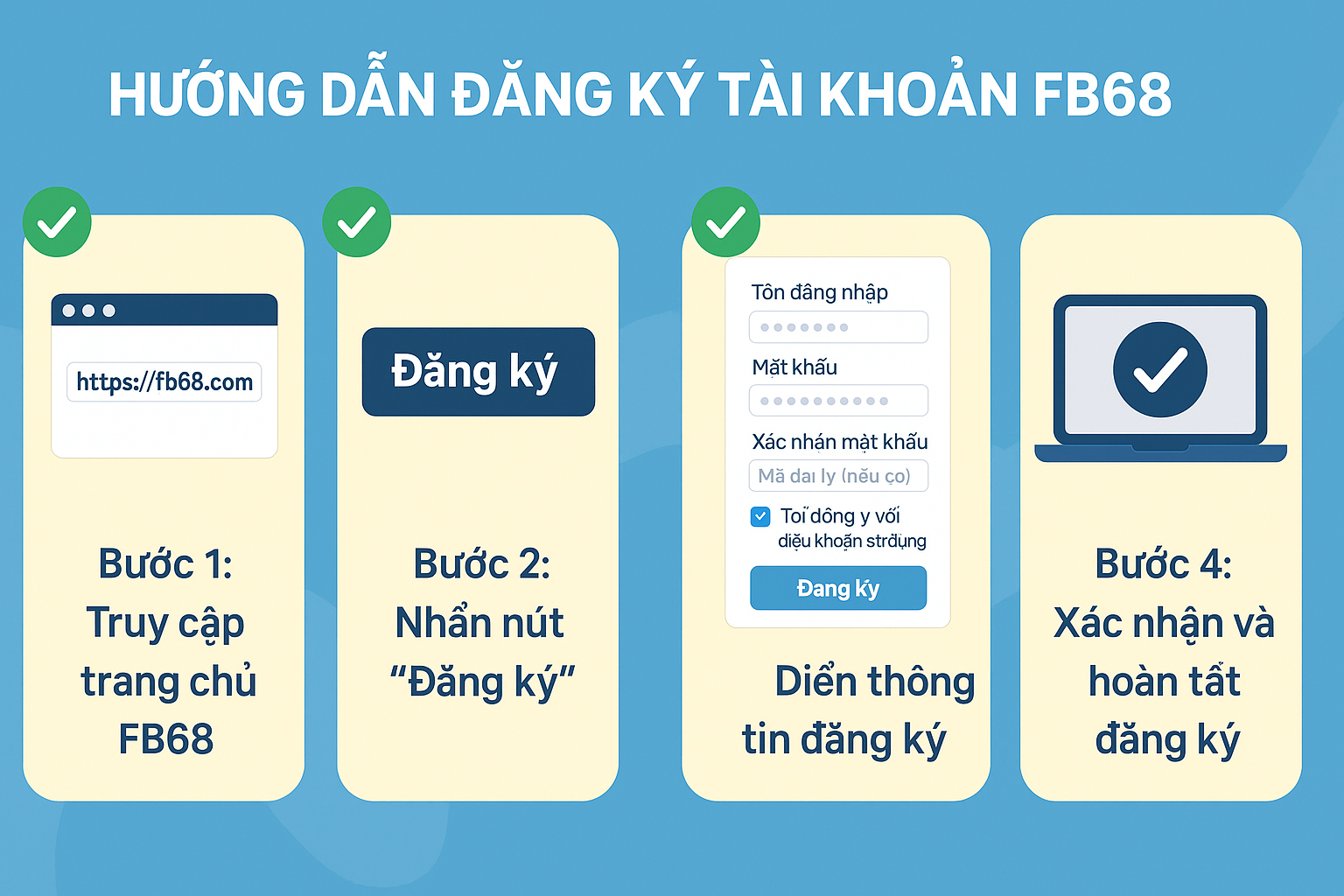 Các bước đăng ký FB68